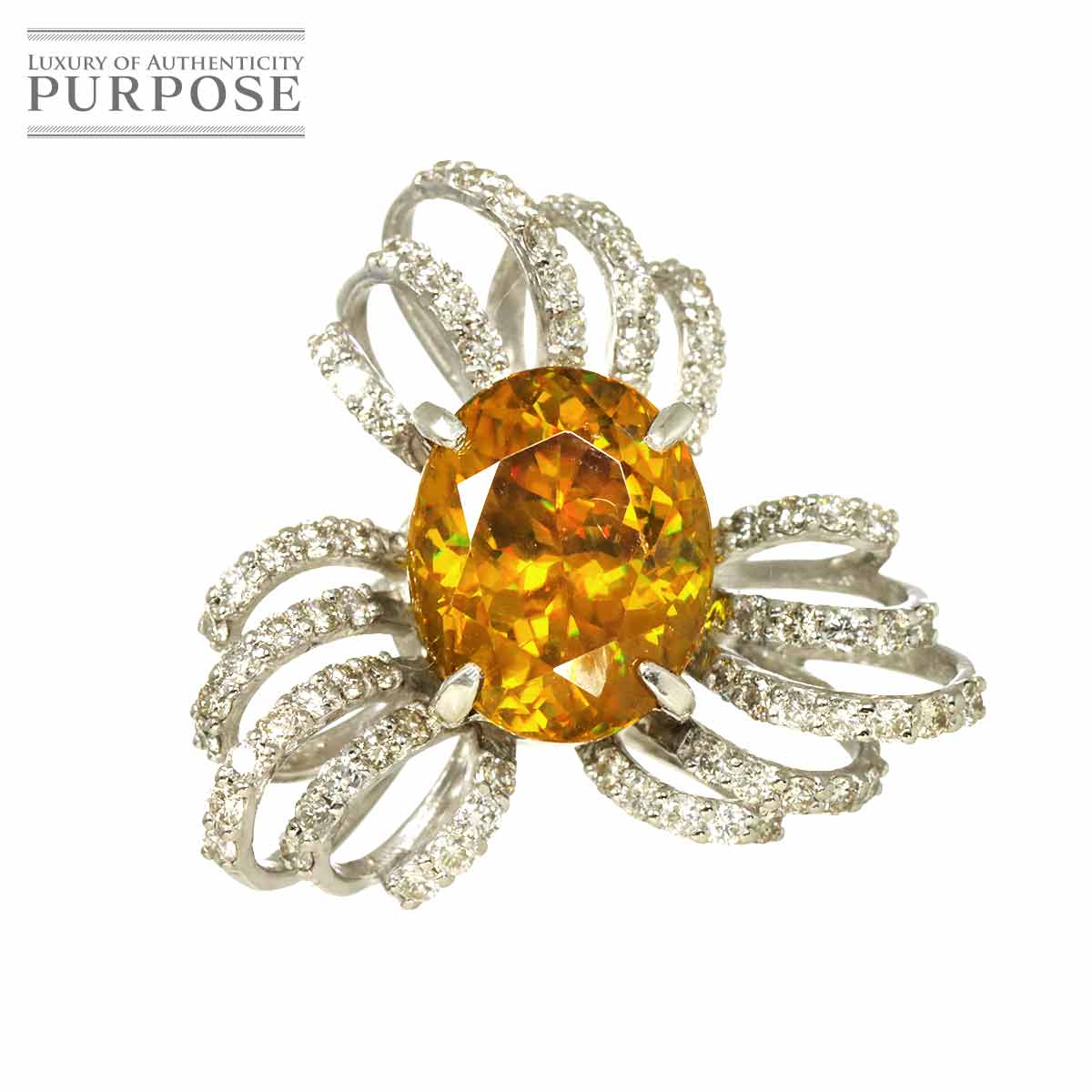 スフェーン 4.66ct ダイヤ 0.76ct Pt プラチナ ペンダント トップ Sphene Pendant 90311941