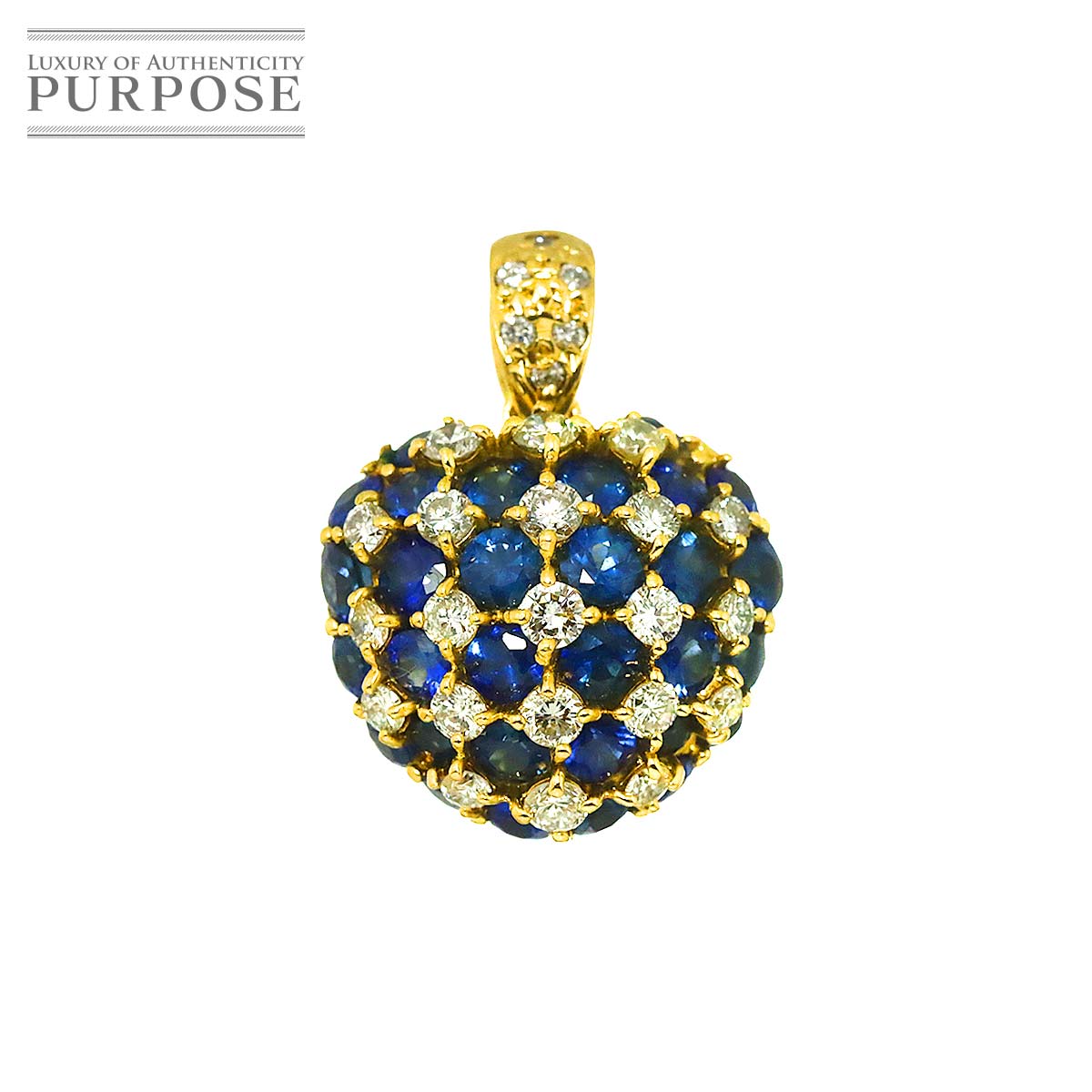 サファイヤ 2.00ct ダイヤ 0.65ct ペンダント トップ K18 YG イエローゴールド 750 Sapphire Pendant 90312154