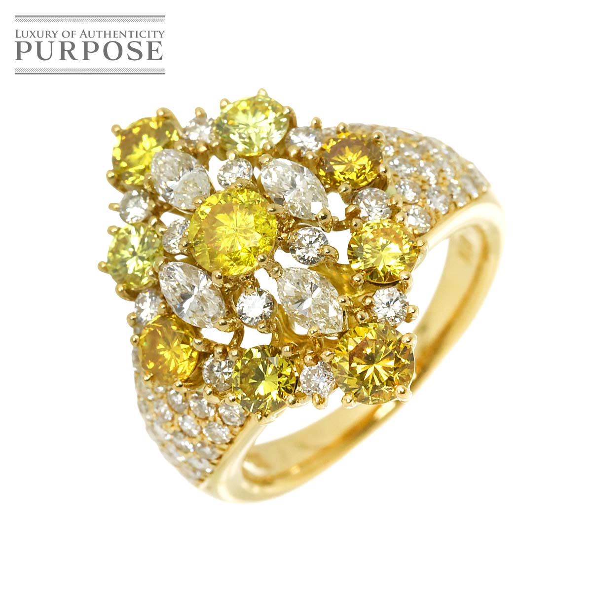 リング 11号 ダイヤ 1.39ct/1.76ct K18 YG イエローゴールド 750 指輪 Diamond Ring 90313509