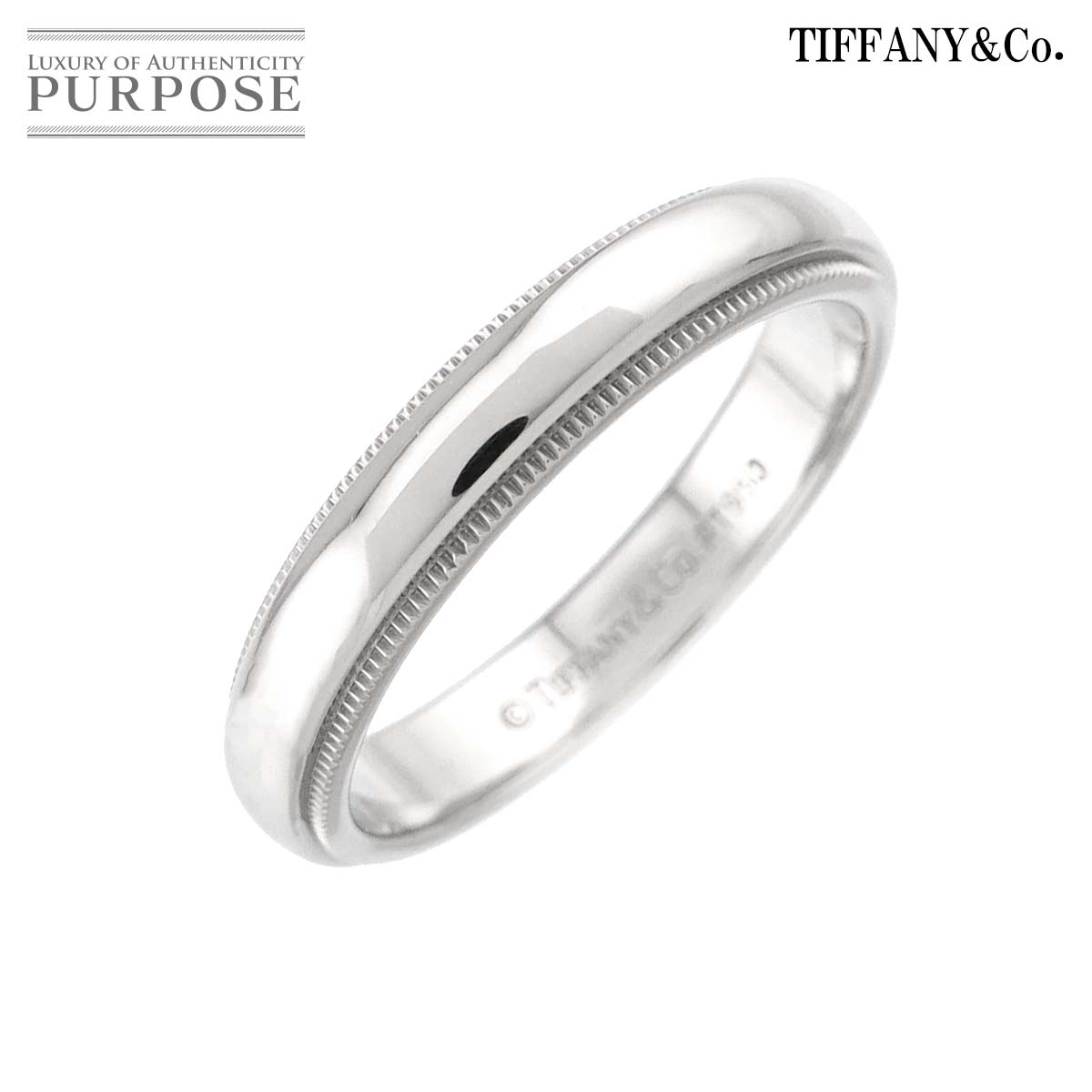 ティファニー TIFFANY&Co. ミルグレイン バンド 18.5号 リング 幅4mm Pt プラチナ 指輪 トゥギャザー Milgrain Ring ティファニー 90313220