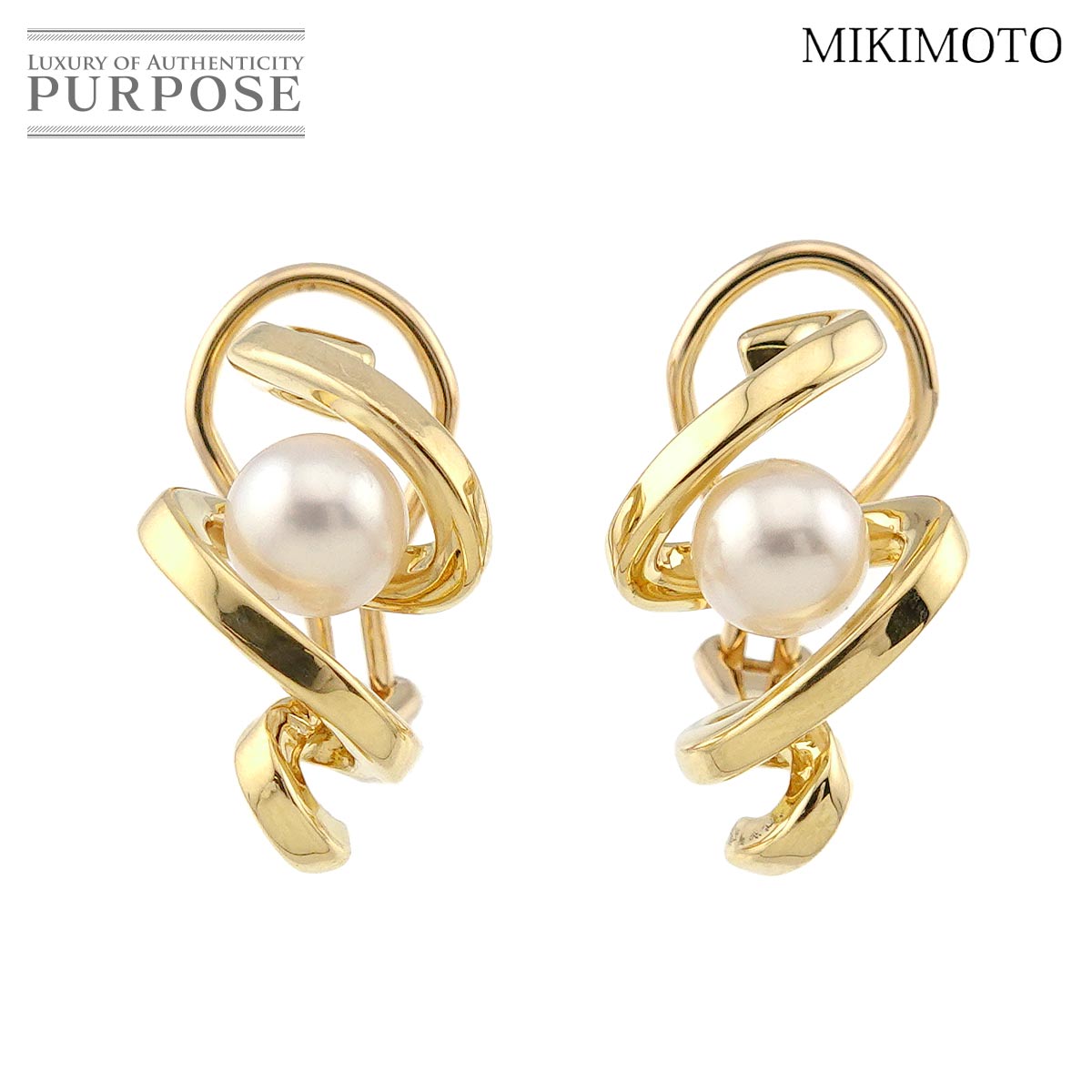 MIKIMOTO アコヤ真珠 6.0mm イヤリング K18 YG イエローゴールド 750 パール Earrings Clip on ミキモト 90315606