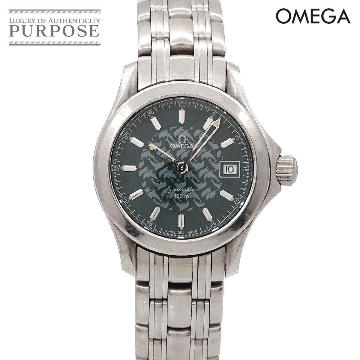 OMEGA シーマスター 120 ジャックマイヨール 1998 2500本限定 2586 70 レディース 腕時計 デイト グリーン クォーツ ウォッチ Seamaster 120 Jack Mayol オメガ 90317274