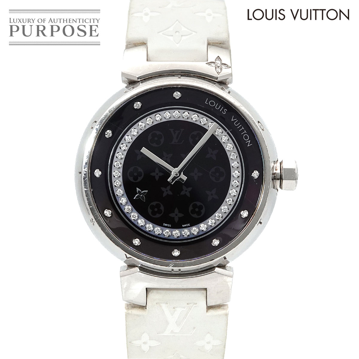 LOUIS VUITTON タンブール ディスク アマラント ディアモンMM Q1319 レディース 腕時計 ダイヤモンド クォーツ ウォッチ ルイ ヴィトン 90317507