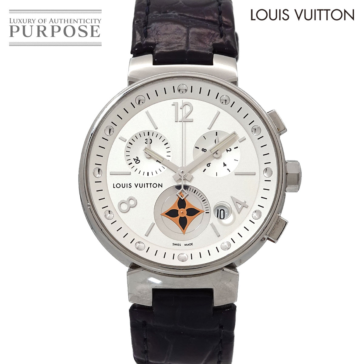 LOUIS VUITTON タンブール ムーンスターMM ブロンシュ Q8G00 クロノグラフ レディース 腕時計 デイト シルバー クォーツ ウォッチ Tambour ルイヴィトン 90317512