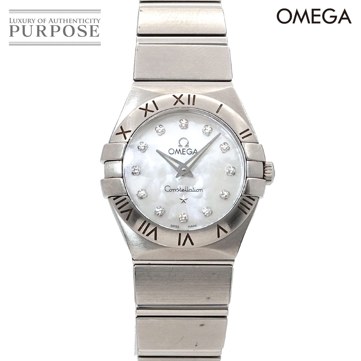 OMEGA コンステレーション 123 10 24 60 55 001 レディース 腕時計 12P ダイヤ ホワイトシェル クォーツ ウォッチ オメガ 90317517