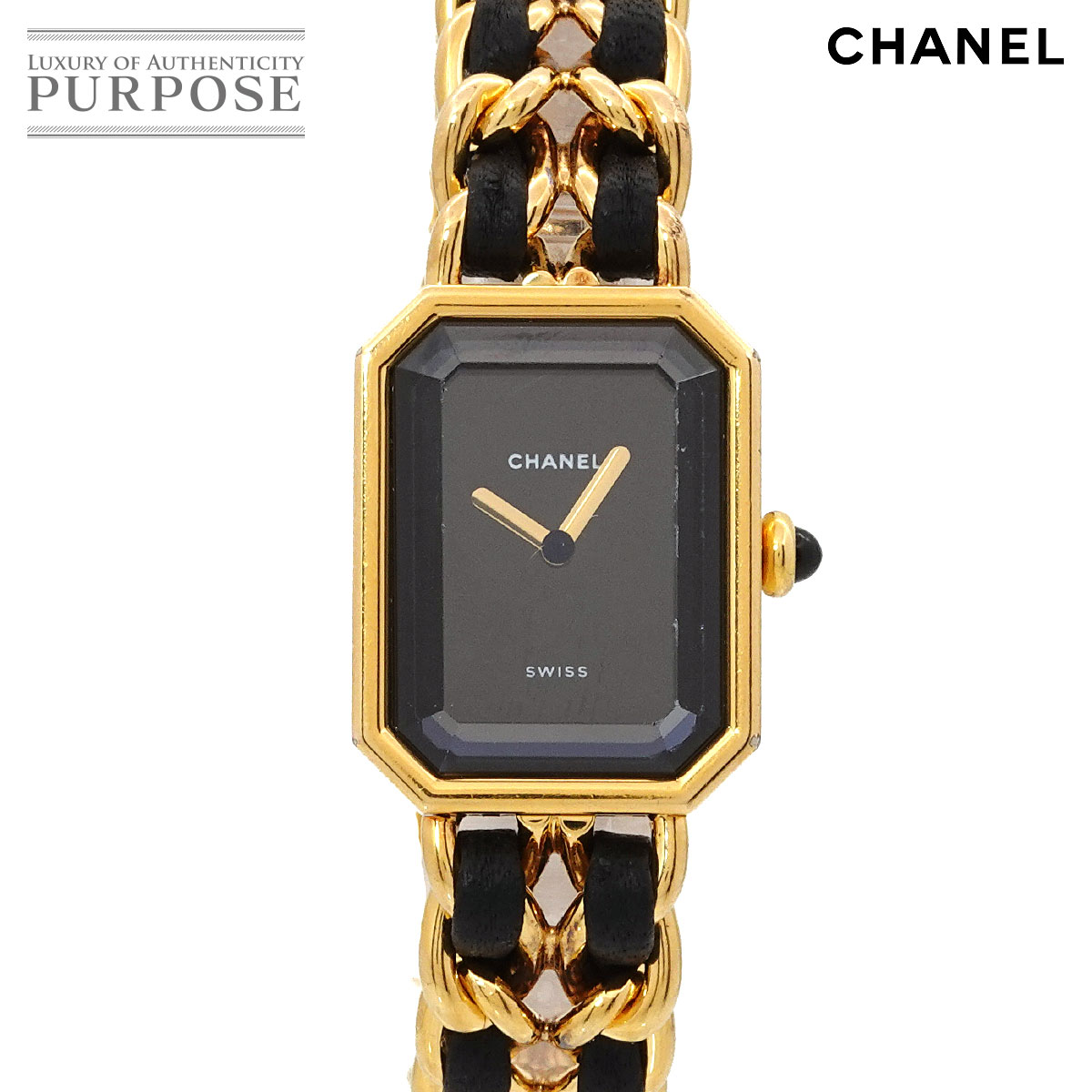 CHANEL プルミエール Lサイズ H0001 ヴィンテージ レディース 腕時計 ブラック ゴールド クォーツ ウォッチ Premiere シャネル 90317698