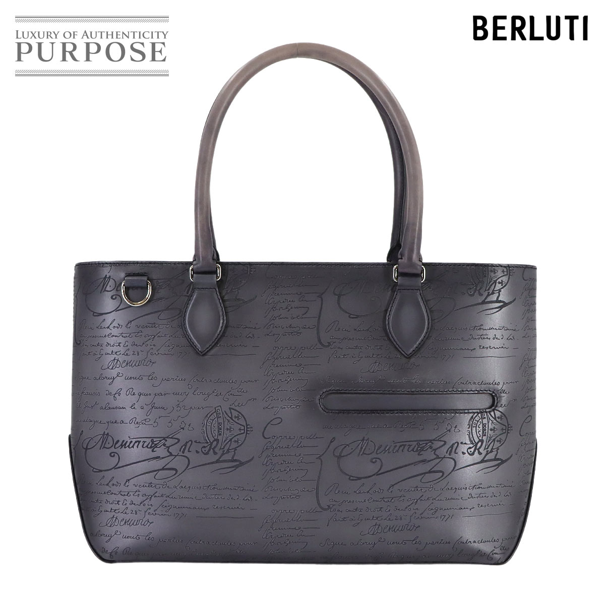 Berluti カリグラフィ トゥジュール ミニ トート バッグ ヴェネチアレザー グレー Toujours Bag ベルルッティ 90314446