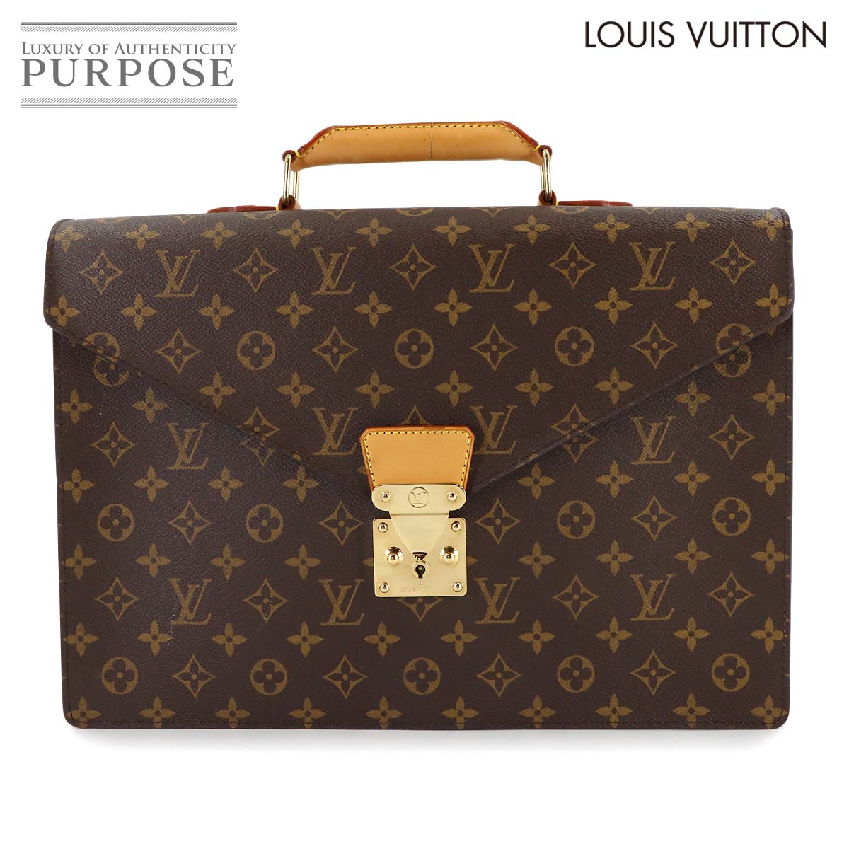 LOUIS VUITTON モノグラム セルヴィエット コンセイエ ブリーフケース ビジネス バッグ ブラウン M53331 Serviette Conseiller ルイ ヴィトン 90314577