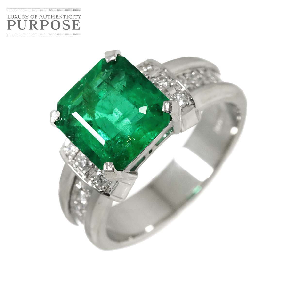 リング 11号 エメラルド 2.75ct ダイヤ 0.27ct Pt プラチナ 指輪 【ソーティング付き】 Emerald Ring 90316480