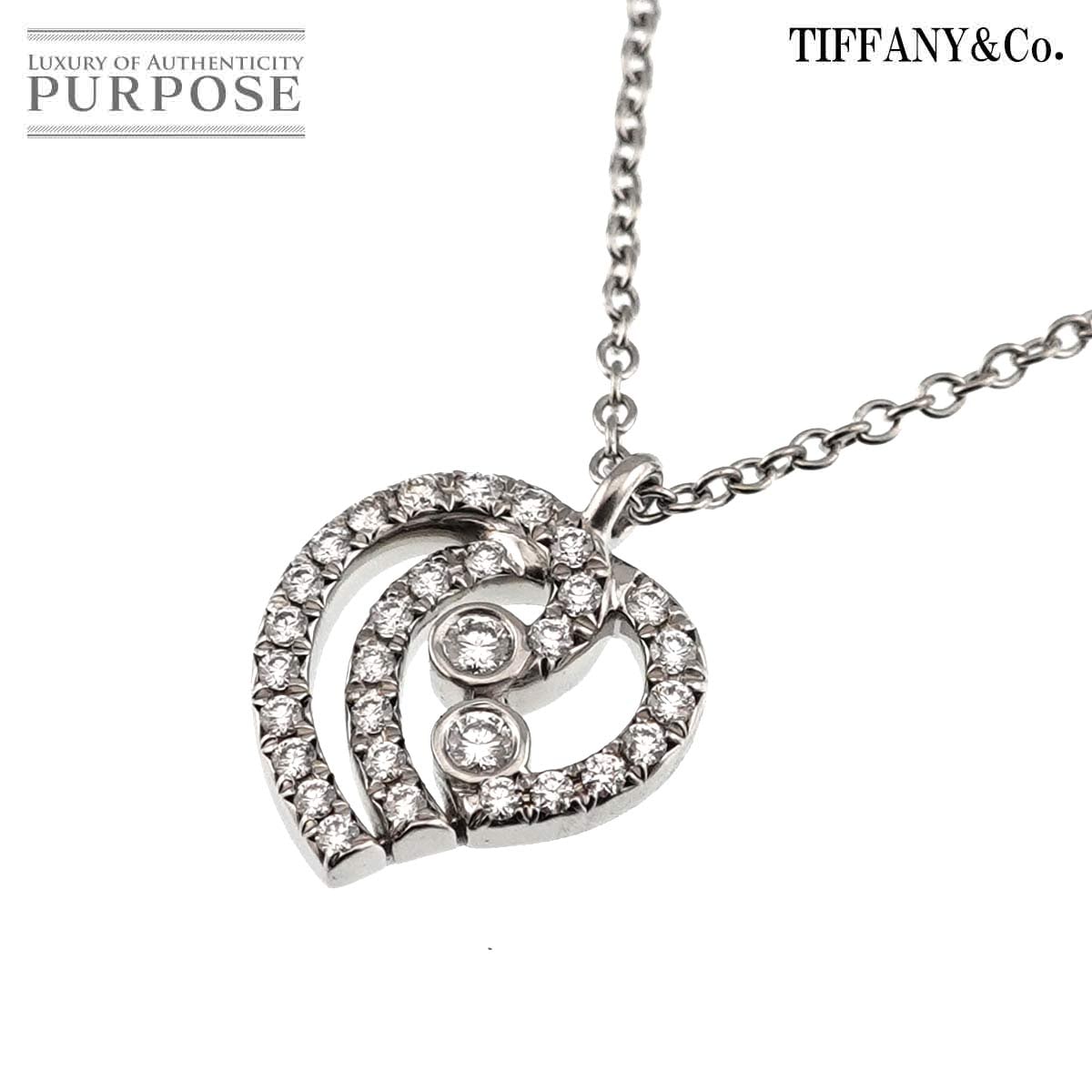 TIFFANY&Co. エンチャント ハート ダイヤ ネックレス 40cm Pt プラチナ Diamond Necklace ティファニー 90311339