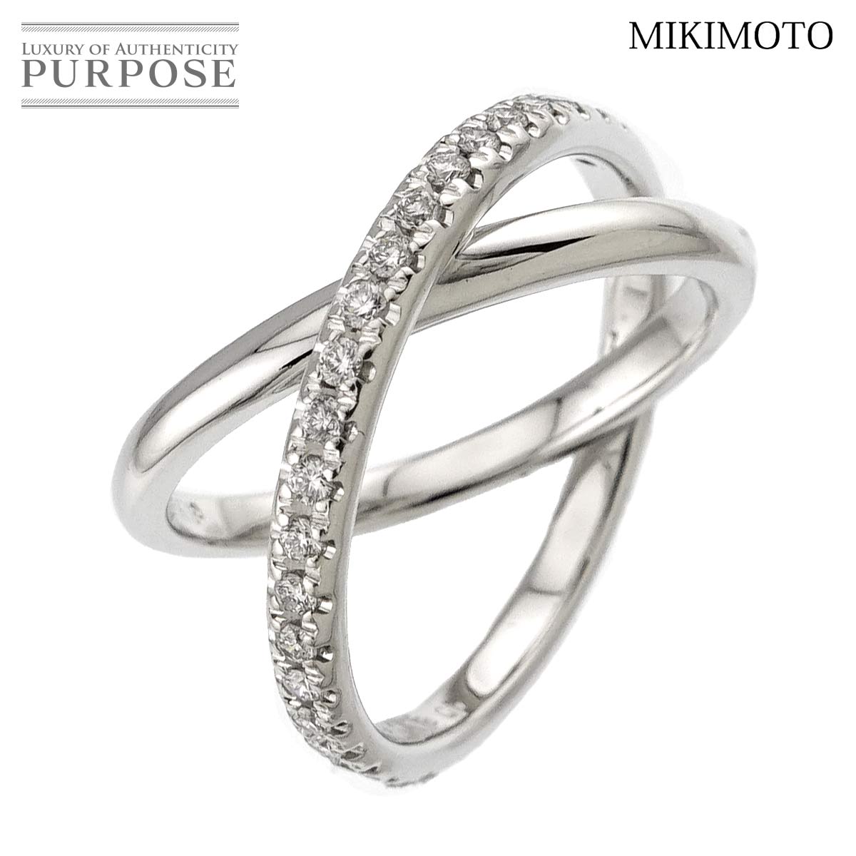 MIKIMOTO 10号 リング ダイヤ 0.18ct K18 WG ホワイトゴールド 750 指輪 Diamond Ring ミキモト 90313720