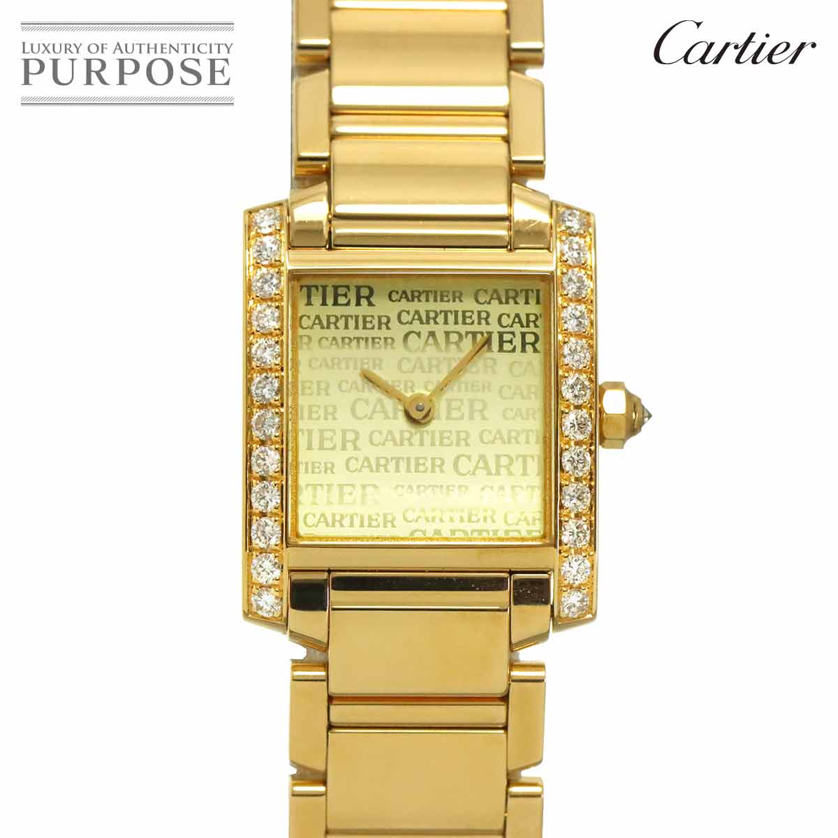 Cartier タンクフランセーズSM WE1023R8 ベゼル ダイヤ レディース 腕時計 ゴールド K18YG 金無垢 クォーツ ウォッチ Tank Francaise カルティエ 90311209