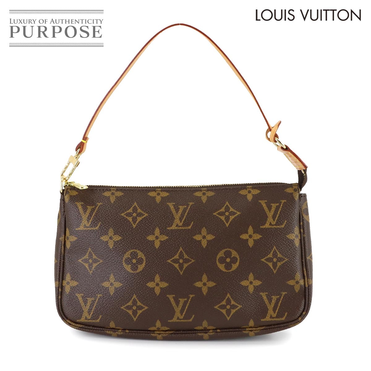 LOUIS VUITTON モノグラム ポシェット アクセソワール ハンド バッグ ブラウン M51980 ゴールド 金具 Pochette Accessoires ルイ ヴィトン 90316534