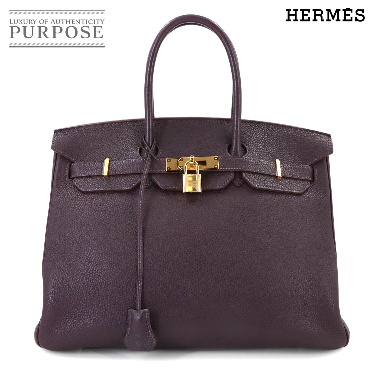 HERMES バーキン35 トゴ レザン ハンド バッグ □Q刻印 ゴールド 金具 パープル Birkin エルメス 90316746