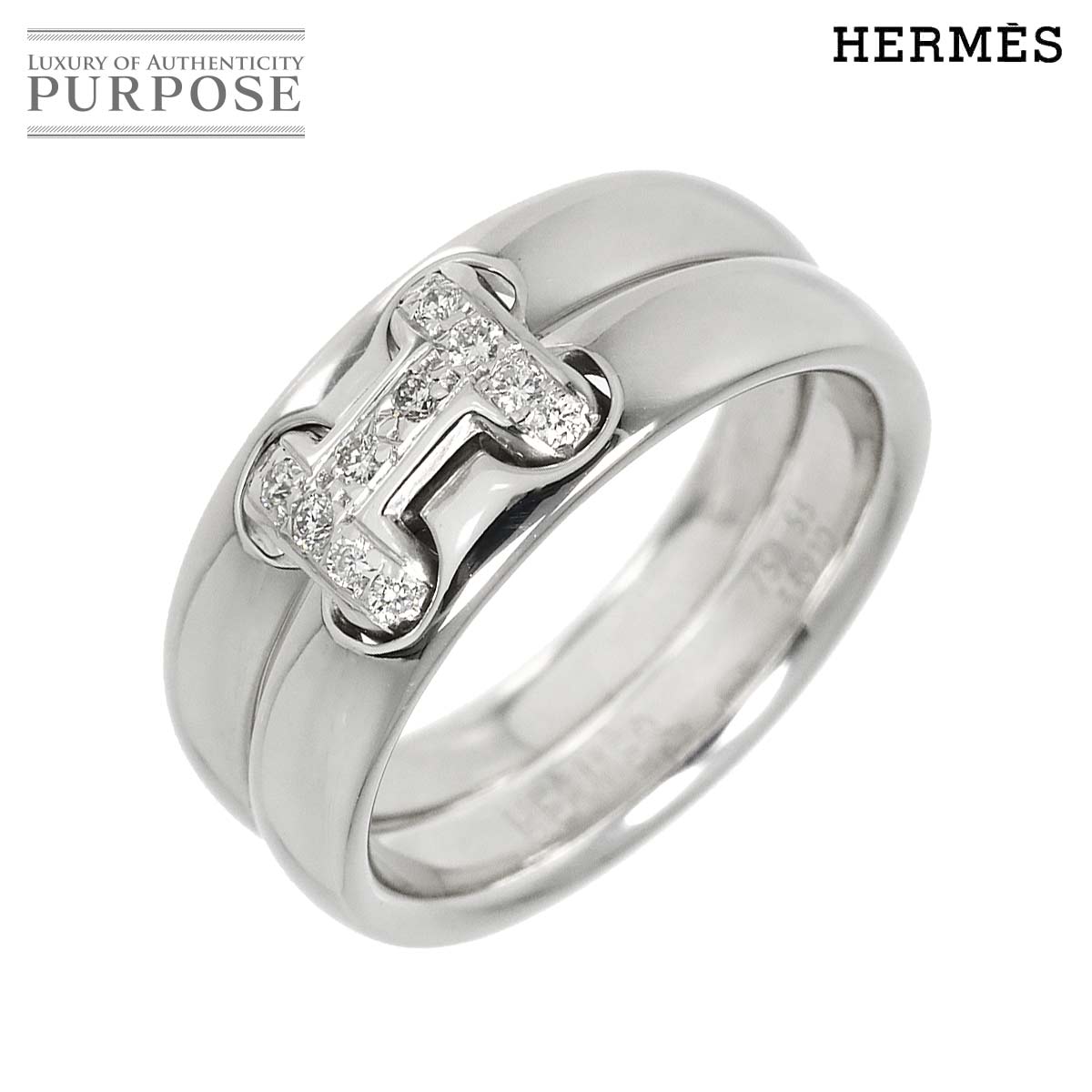 HERMES オランプ #53 リング ダイヤ K18 WG ホワイトゴールド 750 指輪 Diamond Ring エルメス 90310472
