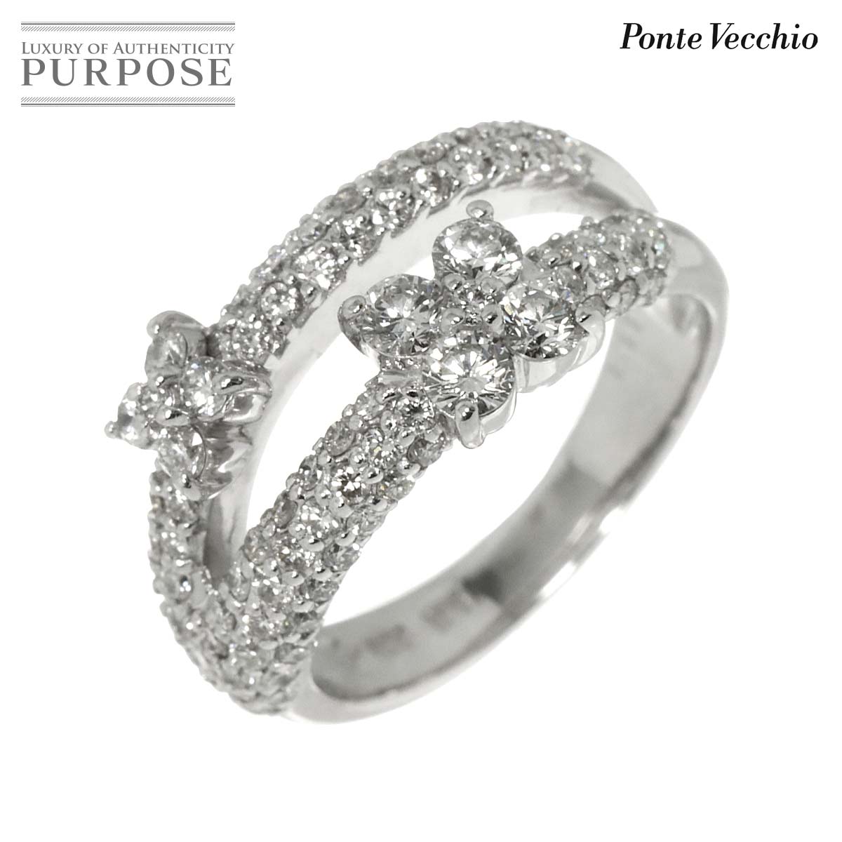 Ponte Vecchio 9.5号 リング ダイヤ 1.11ct K18 WG ホワイトゴールド 750 指輪 花 Diamond Ring ポンテヴェキオ 90308174