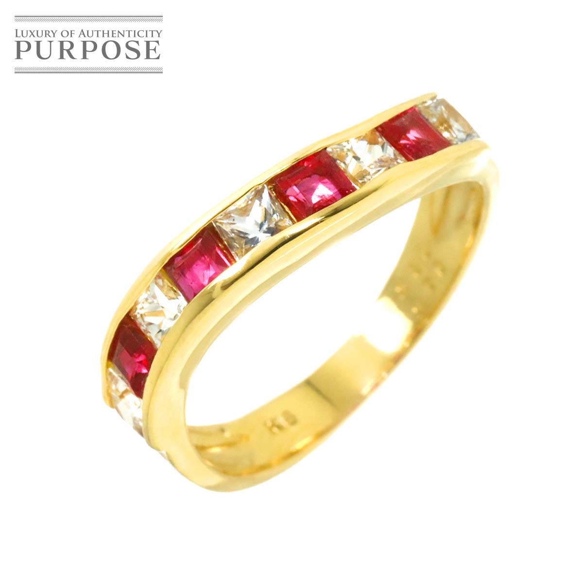 リング 11号 ルビー 0.65ct ダイヤ 0.85ct K18 YG イエローゴールド 750 指輪 Ruby Ring 90313633