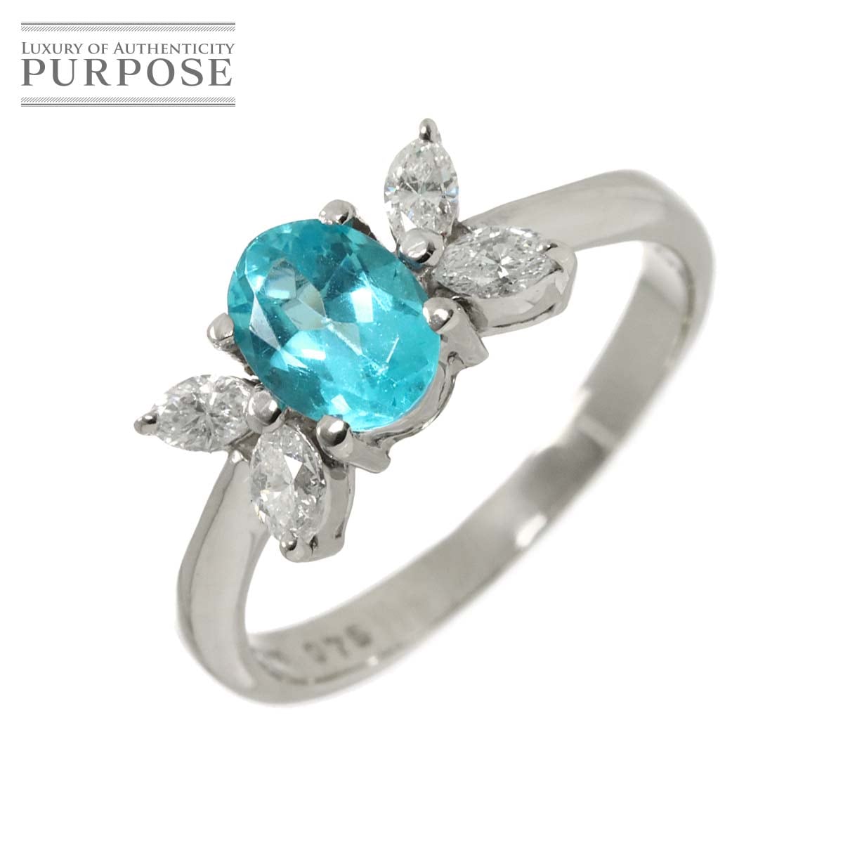 リング 13号 アパタイト 0.75ct ダイヤ 0.33ct Pt プラチナ 指輪 【鑑別書・ソーティング付き】 Apatite Ring 90313644