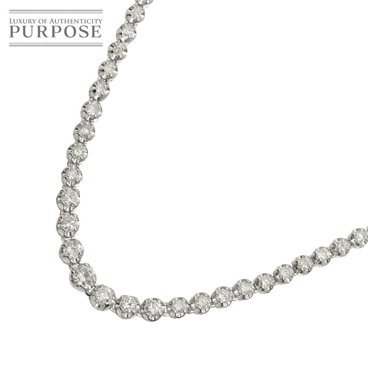 ダイヤ 3.00ct ネックレス 41cm K18 WG ホワイトゴールド 750 Diamond Necklace 90313652