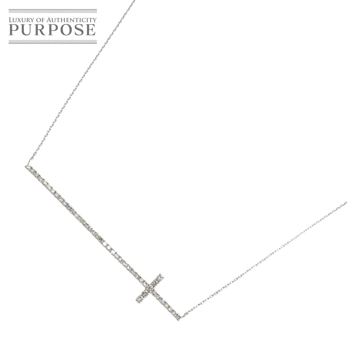 ダイヤ 0.50ct ネックレス 46cm K18 WG ホワイトゴールド 750 Diamond Necklace 90313653