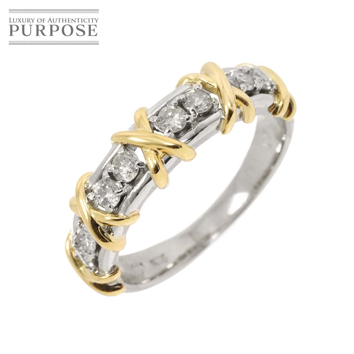 リング 13.5号 ダイヤ 0.50ct K18 YG Pt イエローゴールド 750 プラチナ 指輪 Diamond Ring 90317454