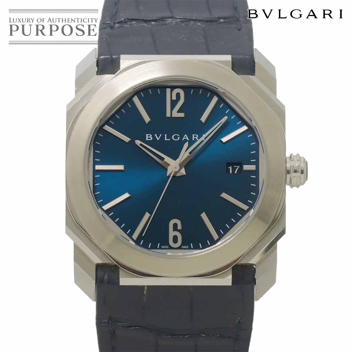 BVLGARI オクト ソロテンポ BGO38S メンズ 腕時計 デイト ブルー オートマ 自動巻き ウォッチ Octo ブルガリ 90317764
