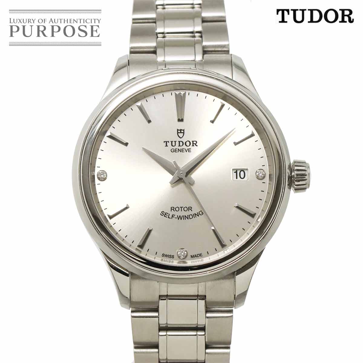 TUDOR スタイル 12500 メンズ 腕時計 デイト 3P ダイヤ シルバー 自動巻き ウォッチ Style チューダー チュードル 90318107