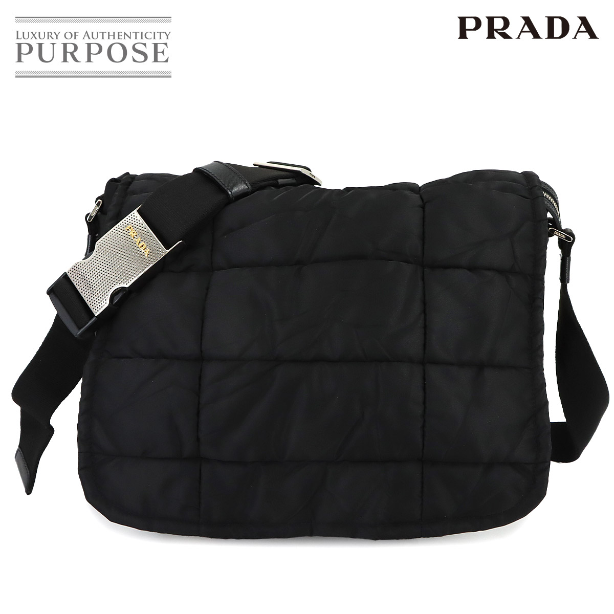 PRADA キルティング ショルダー バッグ ナイロン ブラック Shoulder Bag プラダ 90314425
