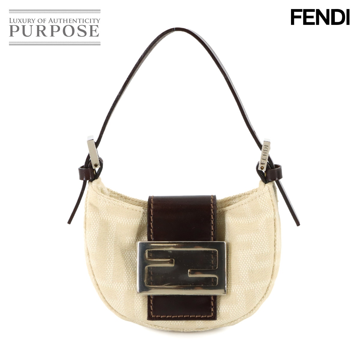 本物 フェンディ FENDI マンマバケット ズッキーノ ショルダーバッグ キャンバス ベージュ 8BR001 Mamma Baguette バッグ 中古 FENDI - 本物 フェンディ FENDI マンマバケット ズッキーノ ショルダー