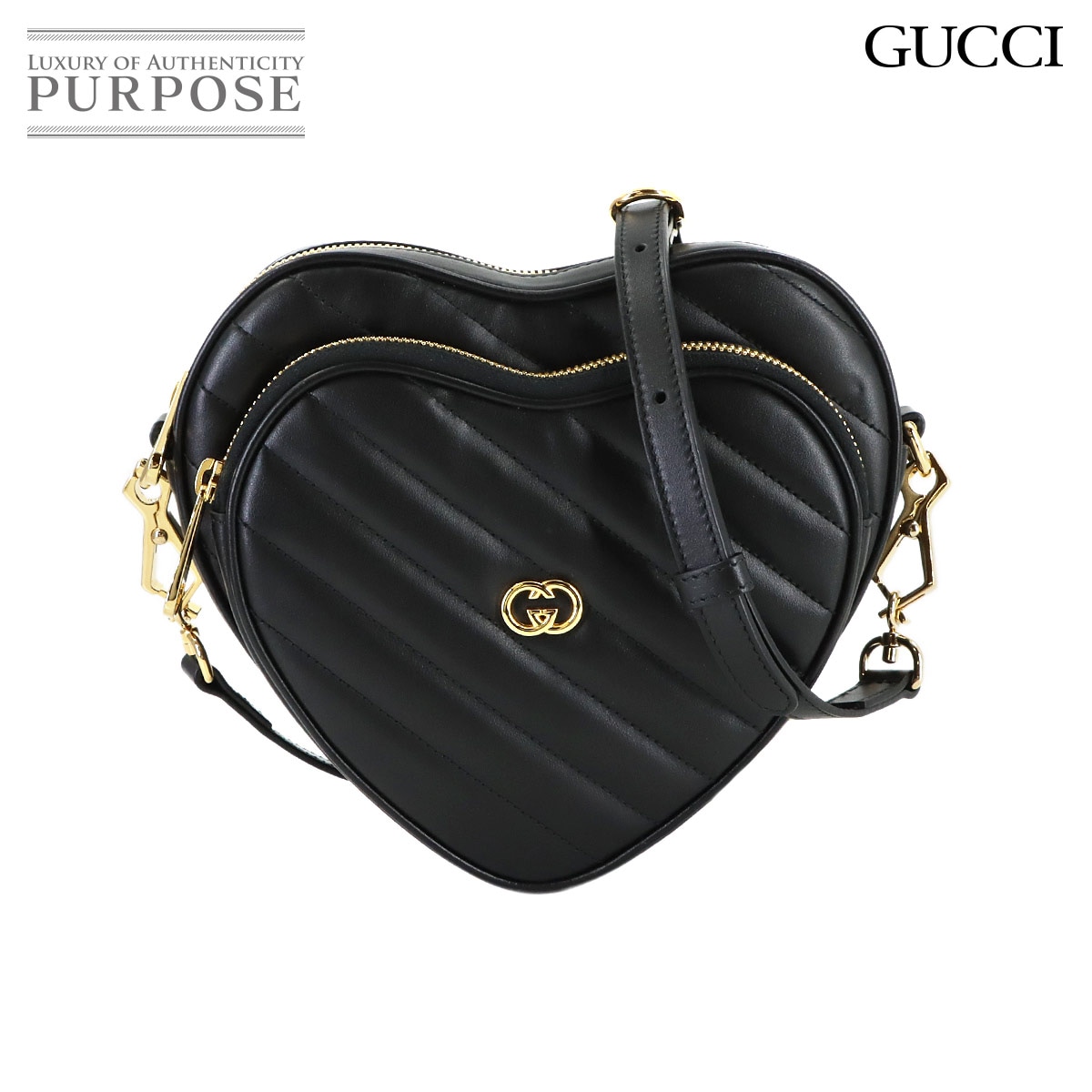 GUCCI ソーホー ショルダー バッグ レザー ブラック 722319 ゴールド