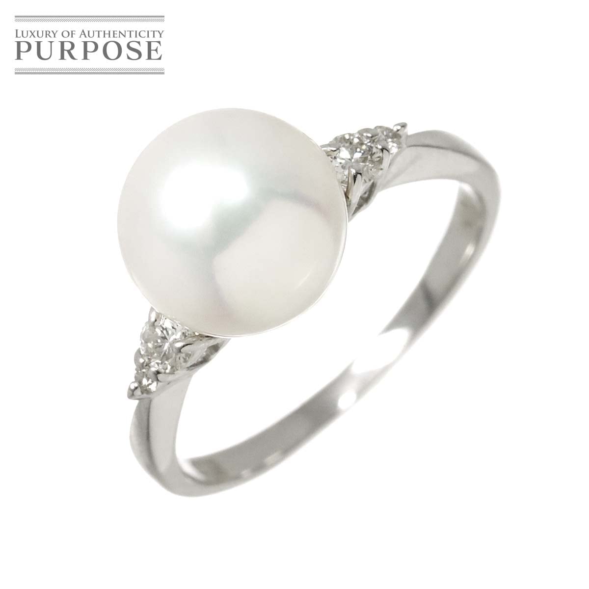 リング 9.5号 アコヤ真珠 8.9mm ダイヤ 0.12ct Pt プラチナ パール 指輪 Akoya Pearl Ring 90312174