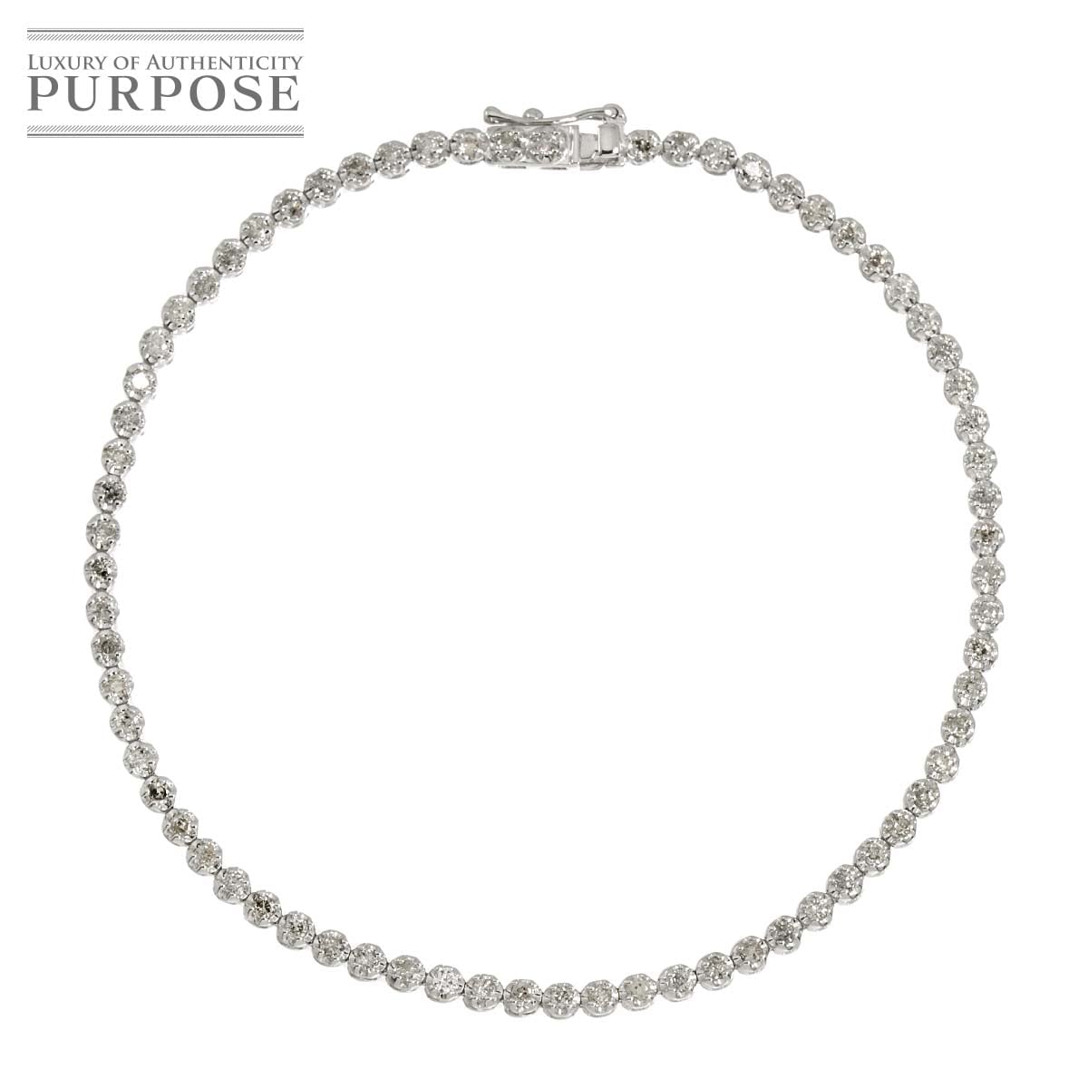 ダイヤ 1.00ct ブレスレット 18.5cm K18 WG ホワイトゴールド 750 Diamond Bracelet 90312236