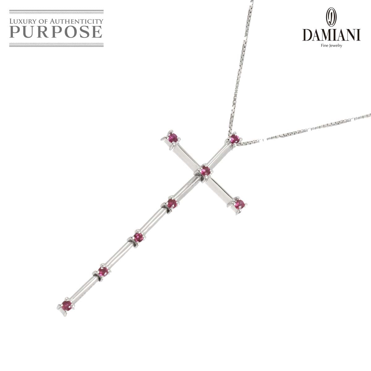 DAMIANI フラメンティ クロス ルビー ダイヤ ネックレス K18 WG ホワイトゴールド 750 Necklace ダミアーニ 90313378