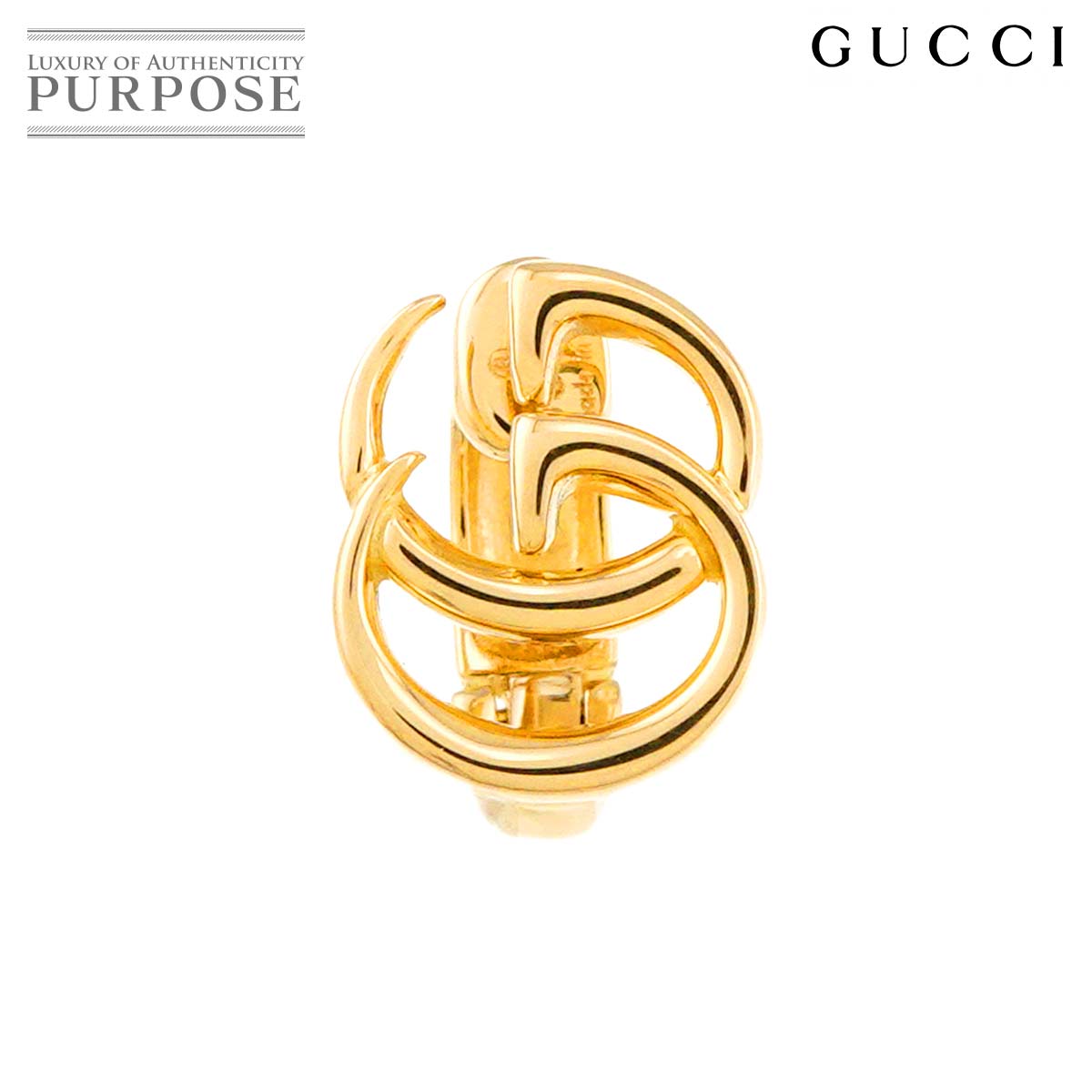 GUCCI ダブル G イヤリング K18 YG イエローゴールド 750  片方のみ 片耳 Earring Clip on グッチ 90315495