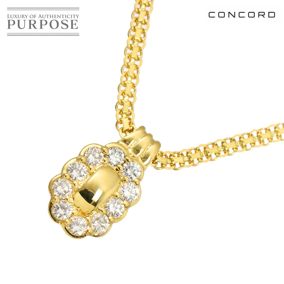 CONCORD ダイヤ 0.65ct ネックレス 46cm K18 YG イエローゴールド 750 Diamond Necklace コンコルド 90315686