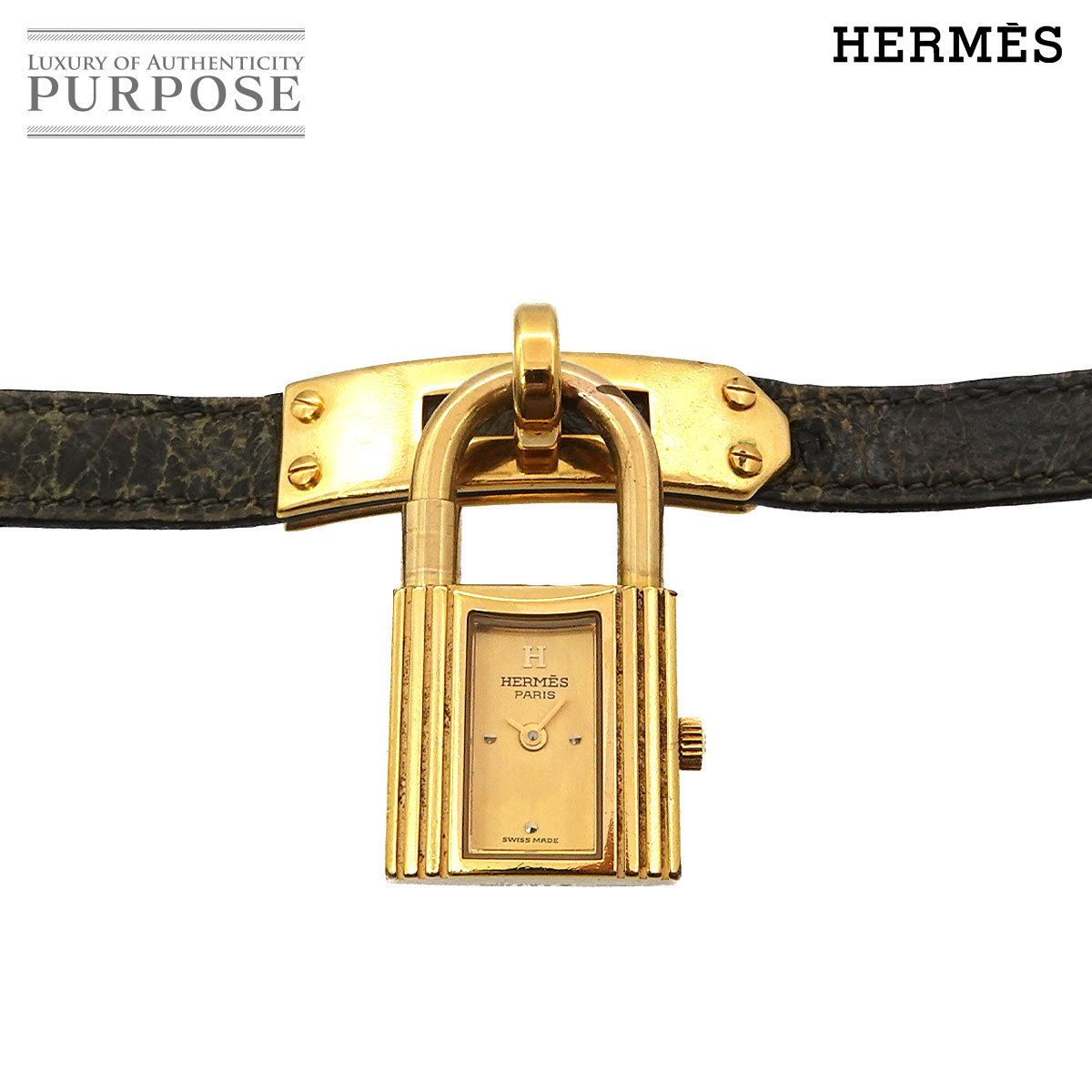 HERMES ケリーウォッチ ヴィンテージ レディース 腕時計 ゴールド クォーツ ウォッチ カデナ Kelly Watch エルメス 90316753