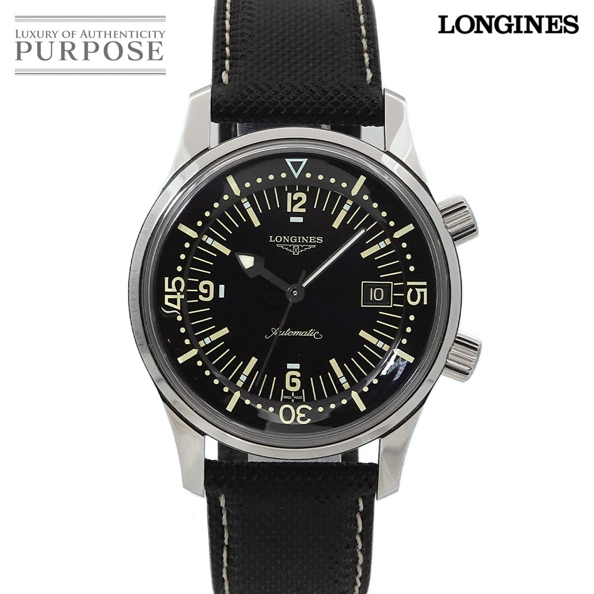 LONGINES レジェンドダイバー L3 674 4 メンズ 腕時計 デイト ブラック オートマ 自動巻き ウォッチ Legend Diver ロンジン 90317041