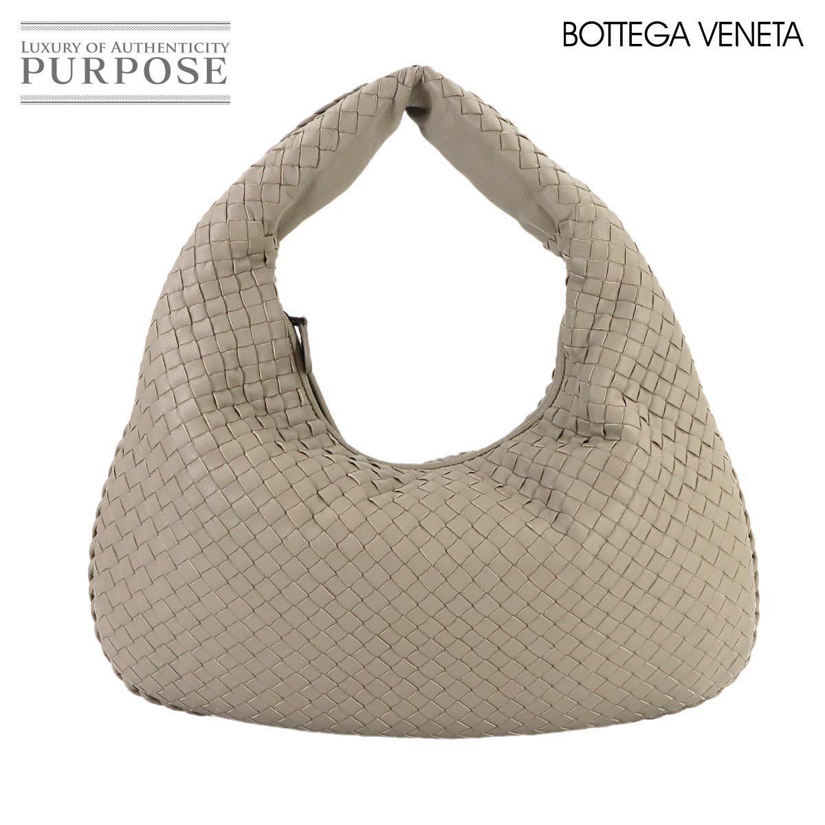 BOTTEGA VENETA イントレチャート ワンショルダー バッグ レザー グレー ガンメタ 金具 Shoulder Bag ボッテガ ヴェネタ 90316145