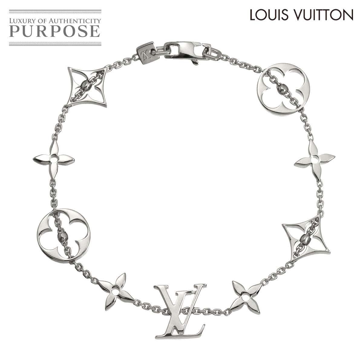 LOUIS VUITTON ブラスレ モノグラム 17cm ブレスレット バングル K18 WG ホワイトゴールド 750 Bracelet ルイ ヴィトン 90313929