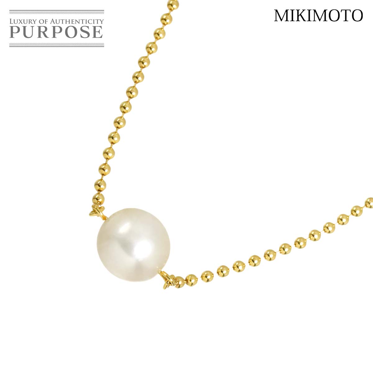MIKIMOTO アコヤ真珠 8.2mm ネックレス 39cm K18 YG イエローゴールド 750 パール Akoya Pearl Necklace ミキモト 90315587