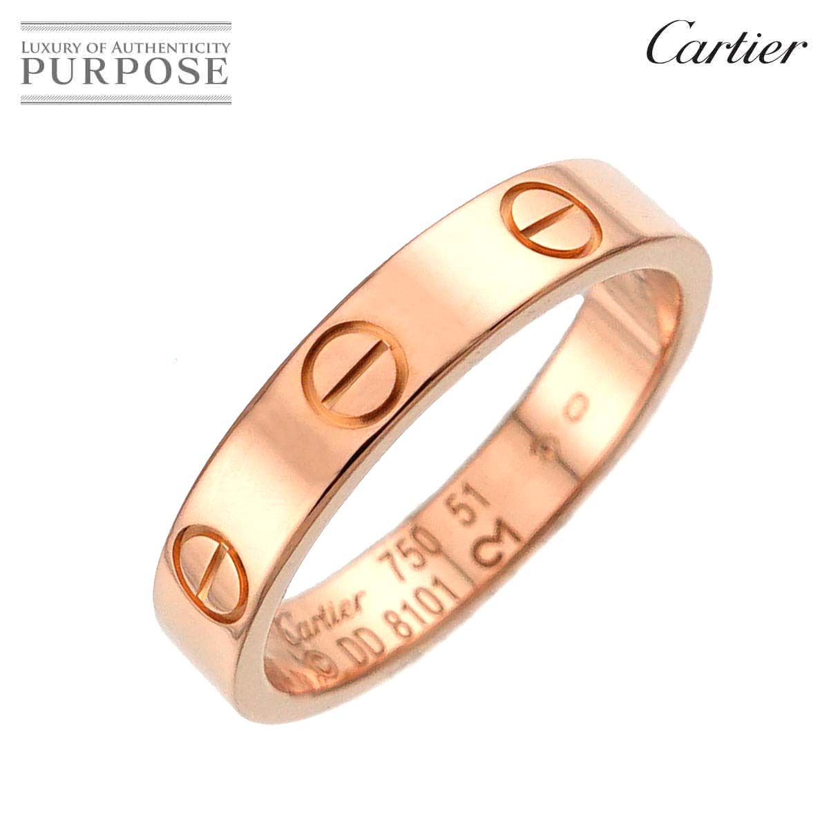 Cartier ミニラブ #51 リング K18 PG ピンクゴールド 750 指輪 Mini Love Ring カルティエ 90316496