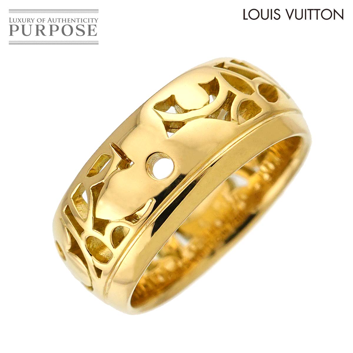 LOUIS VUITTON プティット バーグ バンドー モノグラム レジーユ #53 リング K18 YG イエローゴールド 750 Ring ルイヴィトン 90317139