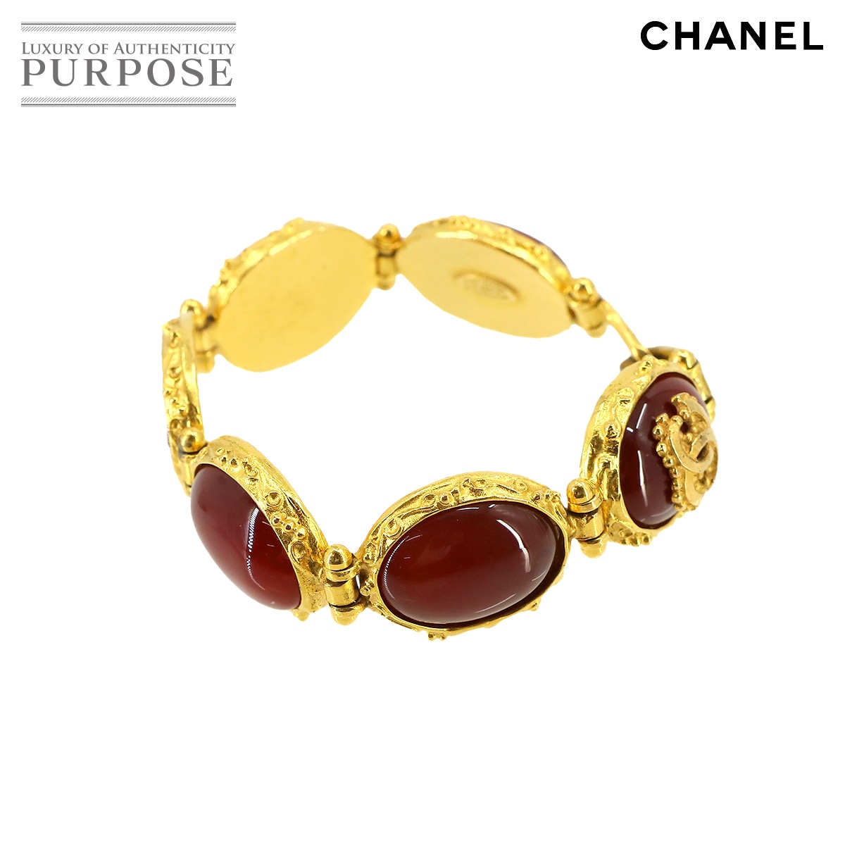 CHANEL カラーストーン ブレスレット レッド ゴールド 96A ヴィンテージ アクセサリー Vintage Bracelet シャネル 90224055