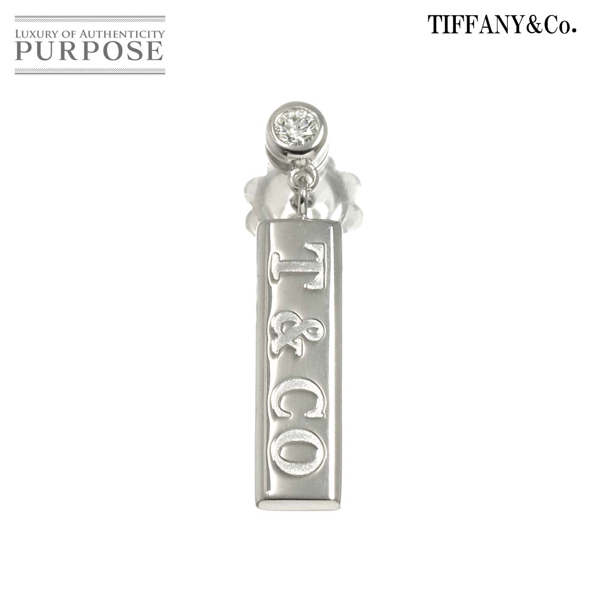 TIFFANY&Co. バー ドロップ ダイヤ ピアス K18 WG ホワイトゴールド 750 片方のみ 片耳 Earring Pierced ティファニー 90312779