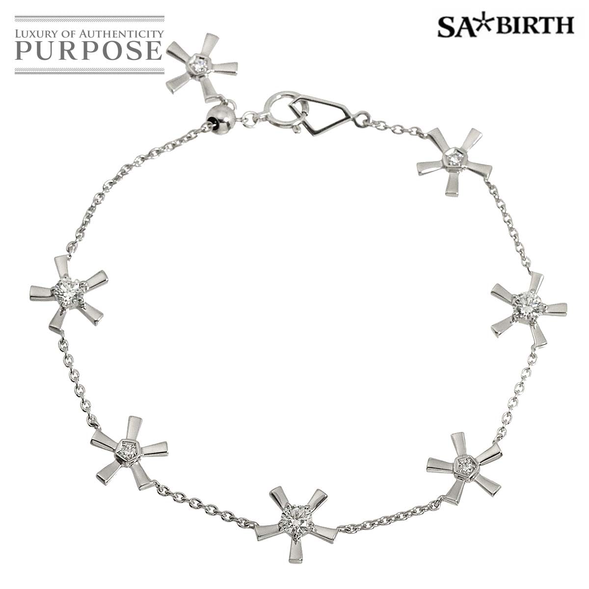 SA BIRTH ダイヤ 0.72ct/0.08ct ブレスレット 18cm K18 WG ホワイトゴールド 750 Diamond Bracelet【証明書付き】サバース 90312896