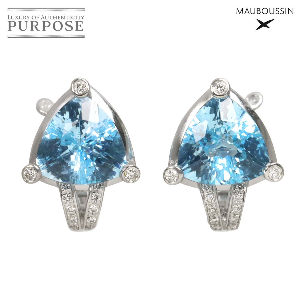MAUBOUSSIN メクラーアトア ブルートパーズ ダイヤ イヤリング ピアス K18 WG ホワイトゴールド 750 Earrings Earrings Pierced【証明書付き】モーブッサン 90313613