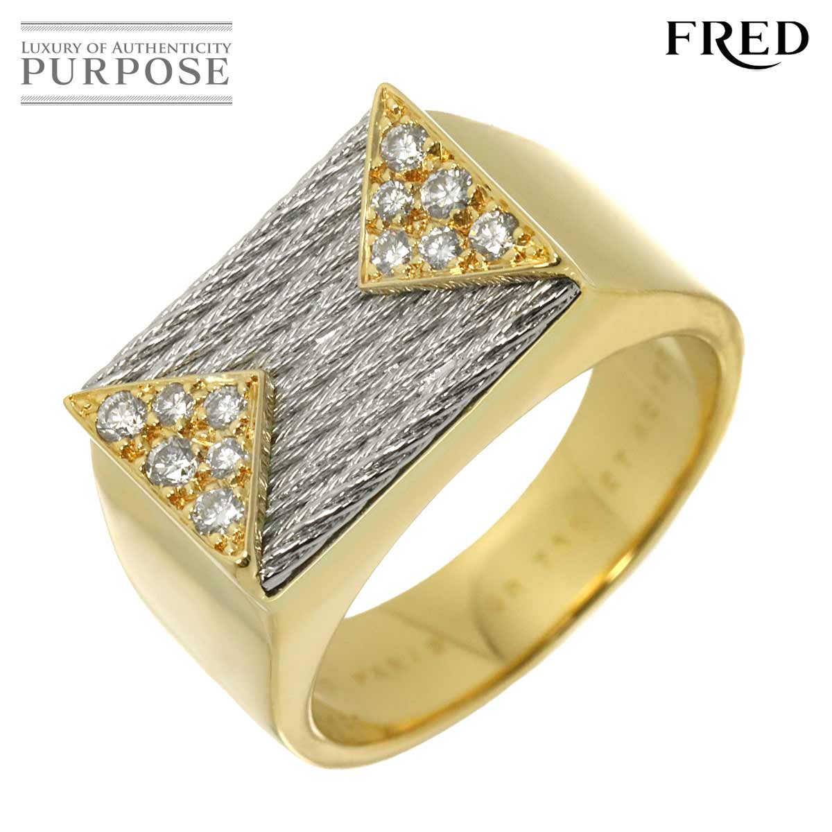 FRED フォース10 21号 リング ダイヤ K18 SS YG イエローゴールド 750 ステンレス 指輪 Force 10 Diamond Ring フレッド 90313623