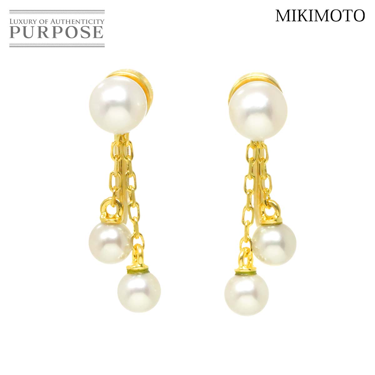 MIKIMOTO ベビーパール 4.9-3.8mm イヤリング K18 YG イエローゴールド 750 パール Earrings ミキモト 90316507