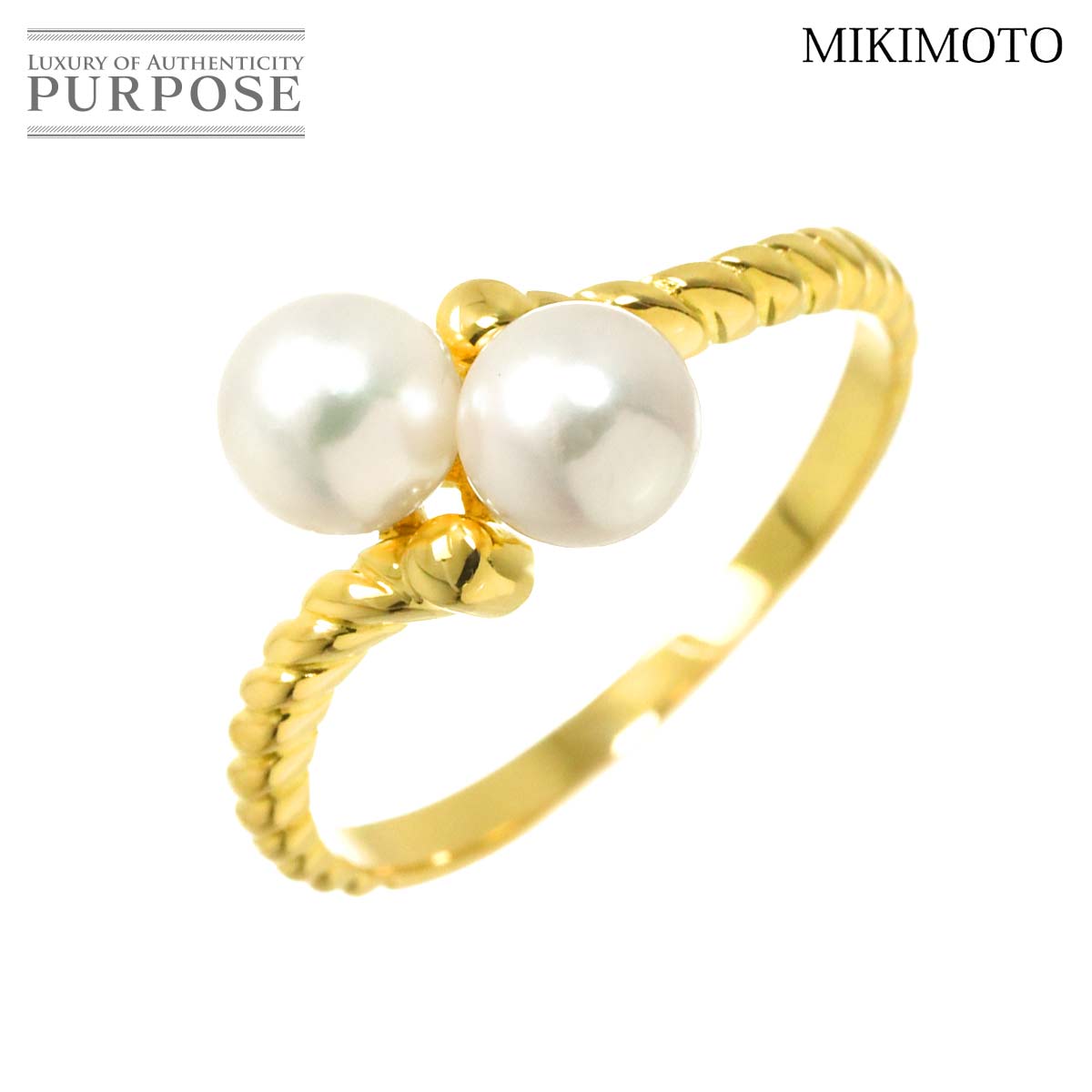 MIKIMOTO 11.5号 リング アコヤ真珠 5.2-5.1mm K18 YG イエローゴールド 750 パール 指輪 Akoya Pearl Ring ミキモト 90316509