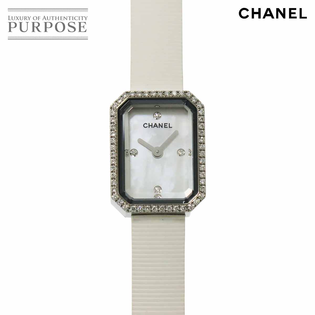 CHANEL プルミエール H2433 ダイヤベゼル レディース 腕時計 4P ダイヤ ホワイトシェル ラバー クォーツ ウォッチ Premiere シャネル 90319100